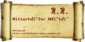 Mitterhöfer Máté névjegykártya